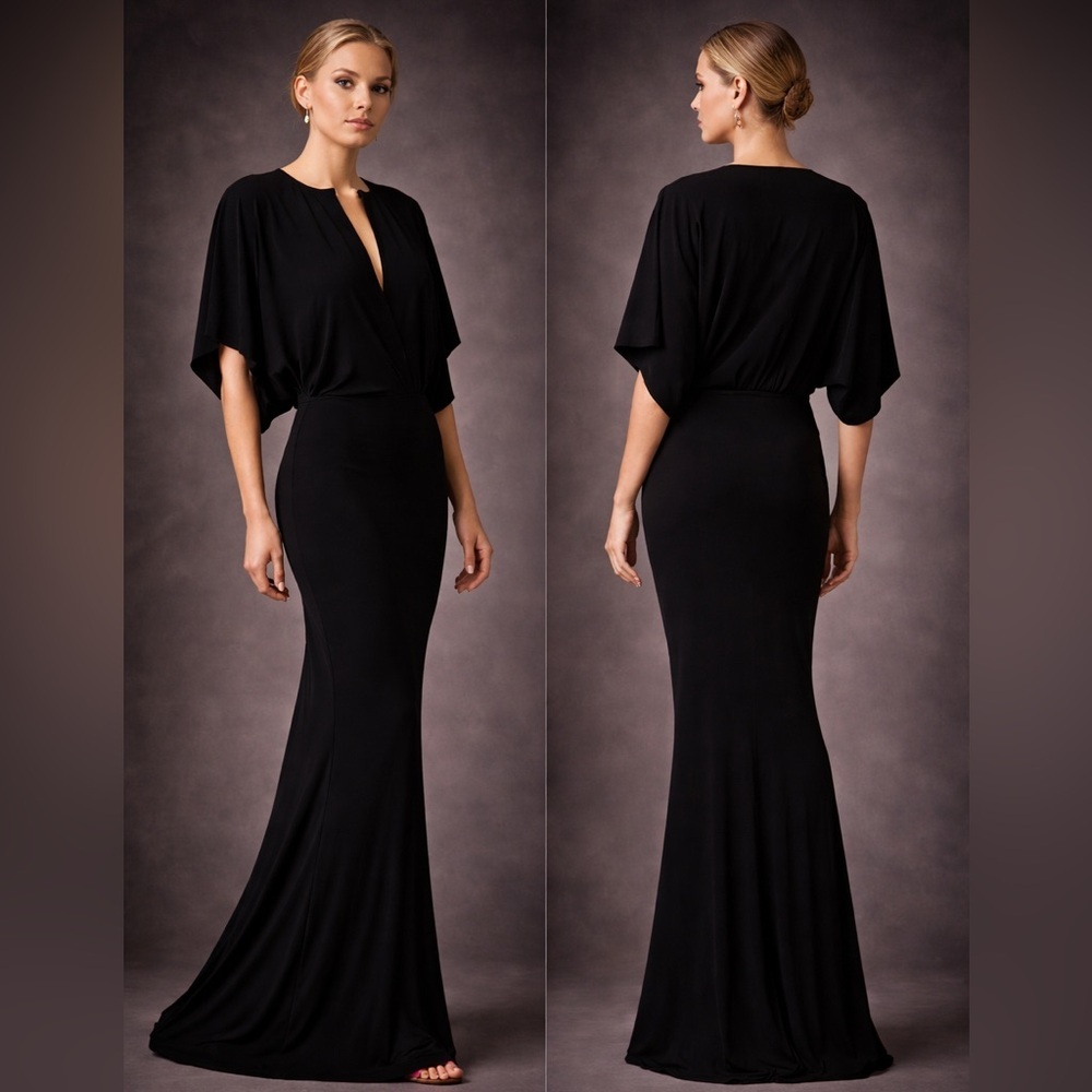 Norma Kamali Obie Black Stretch Gown Size Medium